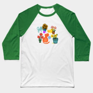 Three Curious Cats Baseball T-Shirt